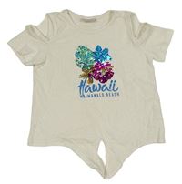 Smetanové tričko s překlápěcími flitry a průstřihy LC Waikiki