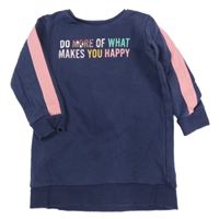 Tmavomodré teplákové šaty s nápisom s flitrami F&F