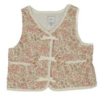 Smotanová kvetovaná podšitá prepínaci crop vesta