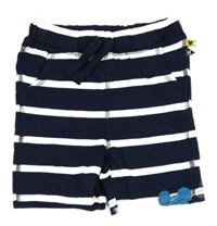 Tmavomodro-biele pruhované bavlnené kraťasy s Mickeym C&A