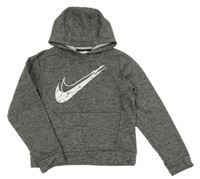 Tmavosivá melírovaná thermo mikina s logom a kapucňou Nike