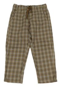 Hnědo-černo-modré kostkované teplákové relaxed kalhoty H&M