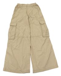 Béžové plátenné široké cargo nohavice H&M