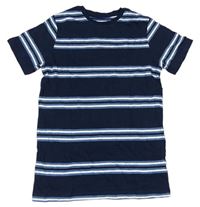 Tmavomodro-modro-biele pruhované tričko PRIMARK