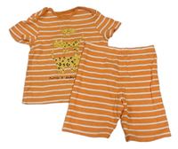 Oranžovo-biele pruhované pyžama s leopardmi F&F