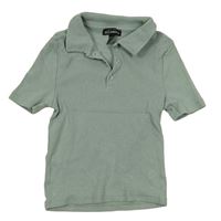 Světlezelené žebrované crop polo tričko New Look