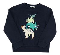 Tmavomodrá mikina s dinosaurami zn. M&S