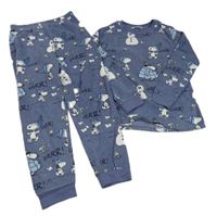 Tmavomodré fleecové pyžamo se Snoopym