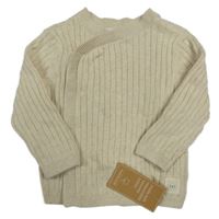 Nové - Svetlobéžový rebrovaný zavinovací sveter Mothercare