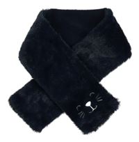 Tmavomodrá kožešinová podšitá šála s čumákem 