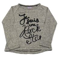 Sivo-zlatý trblietavý melírovaný ľahký sveter s nápisom F&F