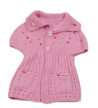 Ružová prepínaci pletená vesta s perličkami