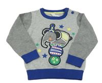 Sivo-modrý ľahký sveter so slonom C&A