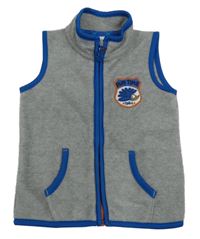 Sivá fleecová prepínaci mikina s modrým lemem C&A