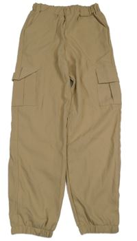 Béžové lehké cuff kalhoty s kapsami shein