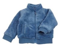 Modrá chlupatá propínací mikina 