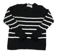 Čierno-biely pruhovaný rebrovaný ľahký sveter H&M