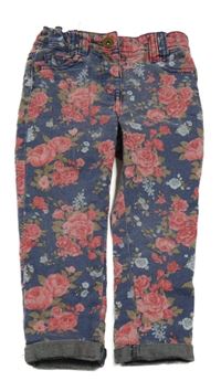 Modro-ružové kvetované ľahké rifle F&F