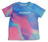 Modro-růžové sportovní tričko s nápisem 