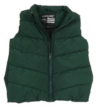 Tmavozelená šusťáková zateplená vesta 