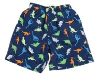 Tmavomodré plážové kraťasy s farebnymi dinosaurami Kiki&Koko