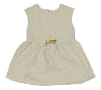 Smotanové vzorované šaty so zlatou mašličkou Cherokee