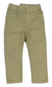 Nové - khaki plátěné skinny kalhoty Name it