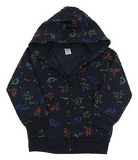 Tmavomodrá prepínaci mikina s dinosaurami a kapucňou Kiki&Koko