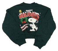Tmavozelená crop mikina so Snoopym H&M