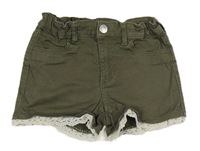 Khaki riflové kraťasy s krajkou H&M