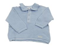 Svetlomodrý rebrovaný sveter s golierikom