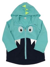 Světlemodro-tmavomodrá šušťáková jarná bunda s príšerkou a kapucňou Shein