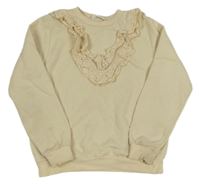 Béžová mikina s volániky s madeirou H&M