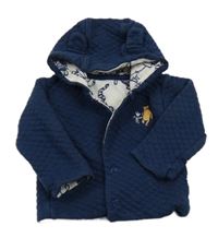 Tmavomodrá prešívaná prepínaci podšitá mikina s Medvídkem Pú a kapucňou M&S