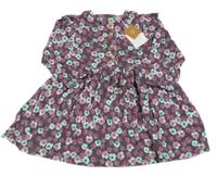 Nové - Zeleno-fialové květované šaty 