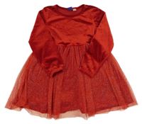 Červené zamatové šaty s tylovou sukní Lupilu