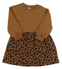 Hnědo-černé teplákové šaty se srdíčky Carter's