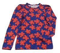 Tmavomodro-jahodové kvetované tričko