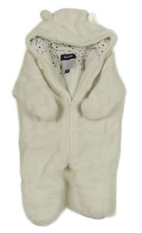 Biela plyšová zateplená kombinéza s kapucňou Kiabi