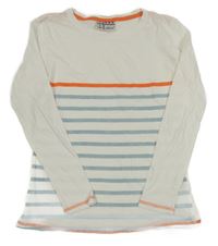 Bielo-modro-oranžové tričko s pruhmi Alive