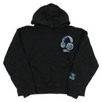 Čierna mikina so sluchátky a kapucňou C&A