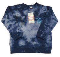 Nové - Tmavomodrá batikovaná mikina s nápisom Tu