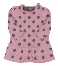 Ružovo-hnedé bodkovaná é svetrové šaty Tu