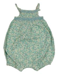 Světlezelený květovaný kraťasový overal H&M