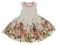 Bílo-růžové šaty s květy 