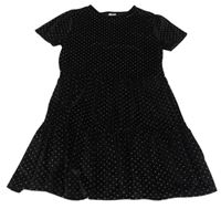 Černo-barevné sametové puntíkaté šaty F&F