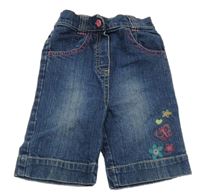 Tmavomodré capri rifle s květy C&A