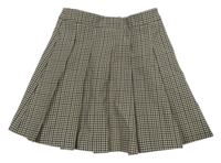 Béžovo-tmavomodro-hnedá kockovaná skladaná sukňa Zara