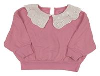 Ružová oversize mikina s golierikom s madeirou Primark