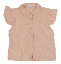 Světlerůžová crop halenka s madeirou a hvězdami 